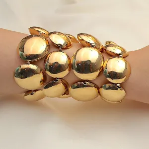 TFC Gold Disco Beads Chunky Stacked Bracelet (Set of 4)