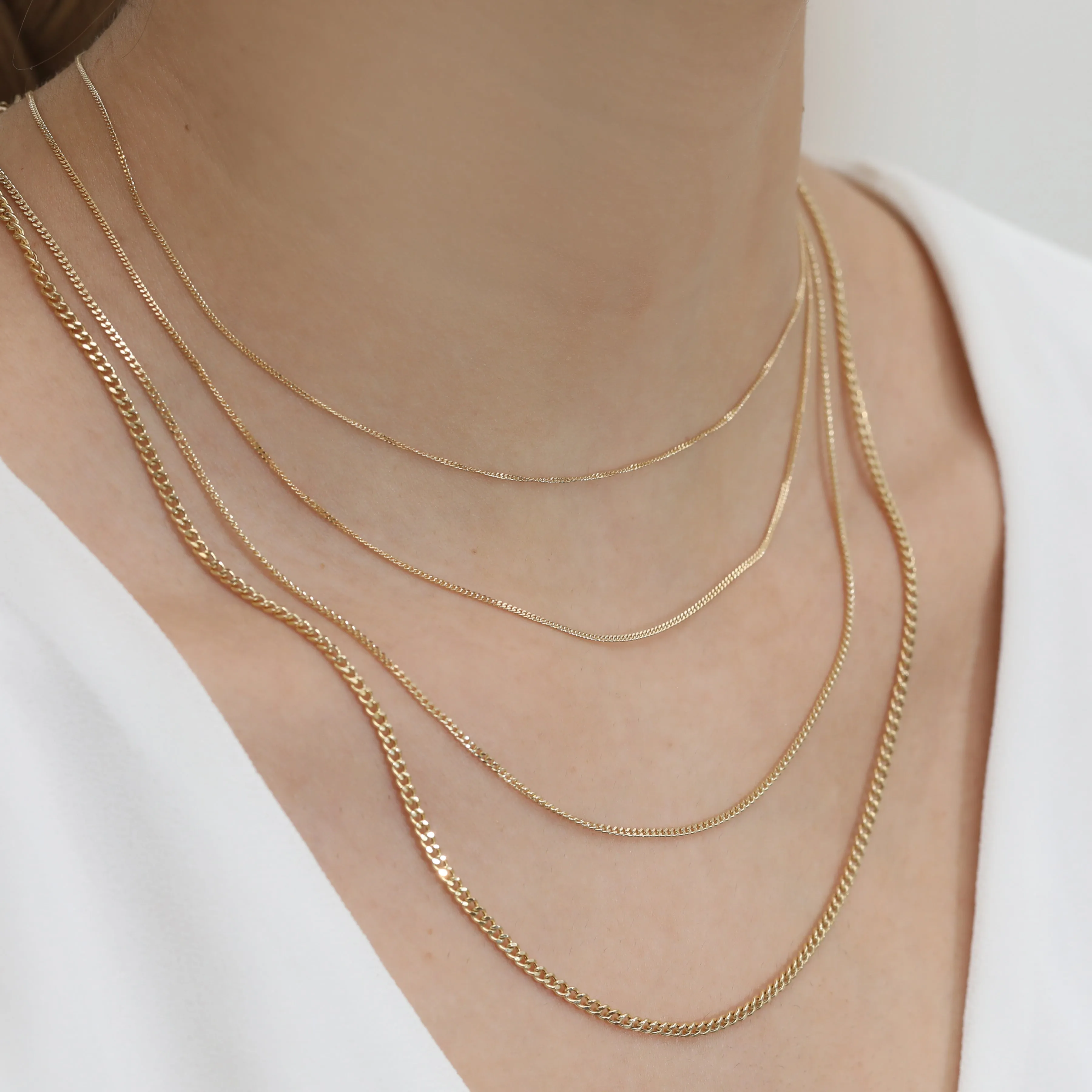 Thin Cuban Link Chain Necklace, Mira