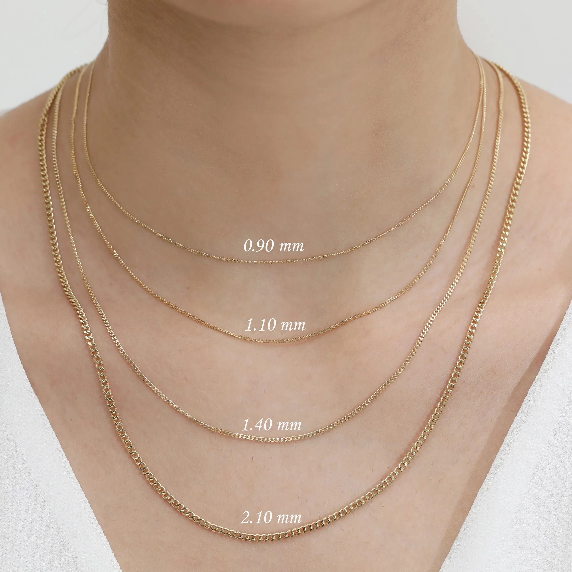 Thin Cuban Link Chain Necklace, Mira
