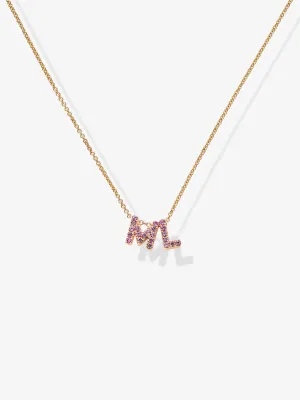 Two Pink Sapphire Letters Necklace