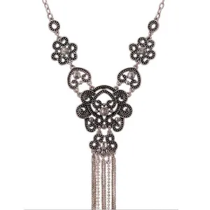 Vintage Hellow Out Tassel Statement Necklace Women Summer Style Necklaces & Pendants Colar Jewelry For Gift Party