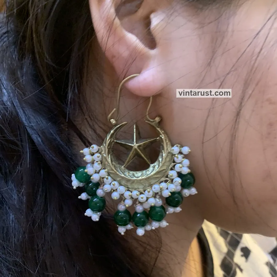 Vintage Hoop Style Earrings With Pearls