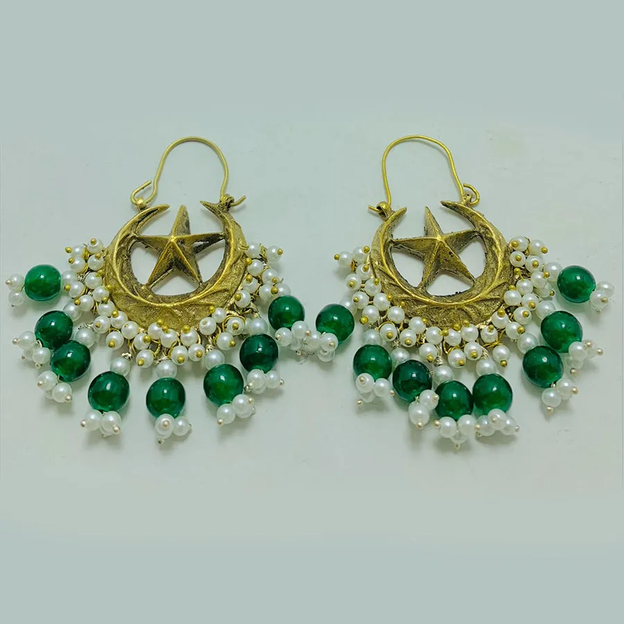 Vintage Hoop Style Earrings With Pearls