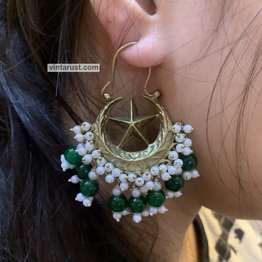 Vintage Hoop Style Earrings With Pearls