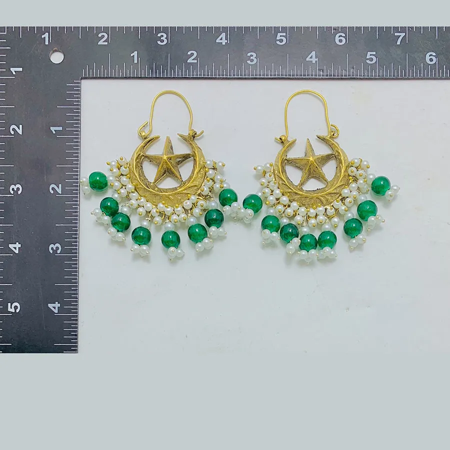 Vintage Hoop Style Earrings With Pearls
