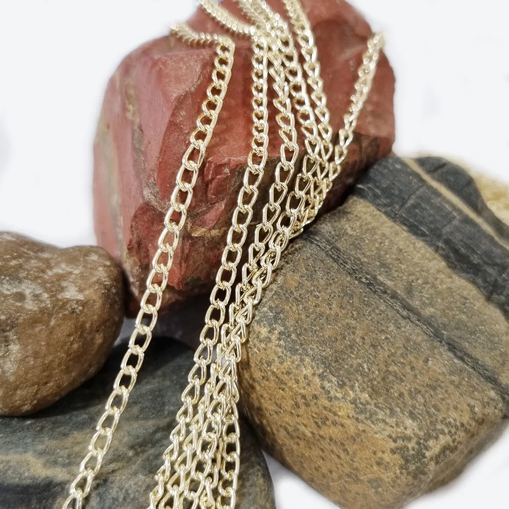 White Gold Plated 2 Meters Pkg. Anti Tarnish Cable Chain for Jewelry Making