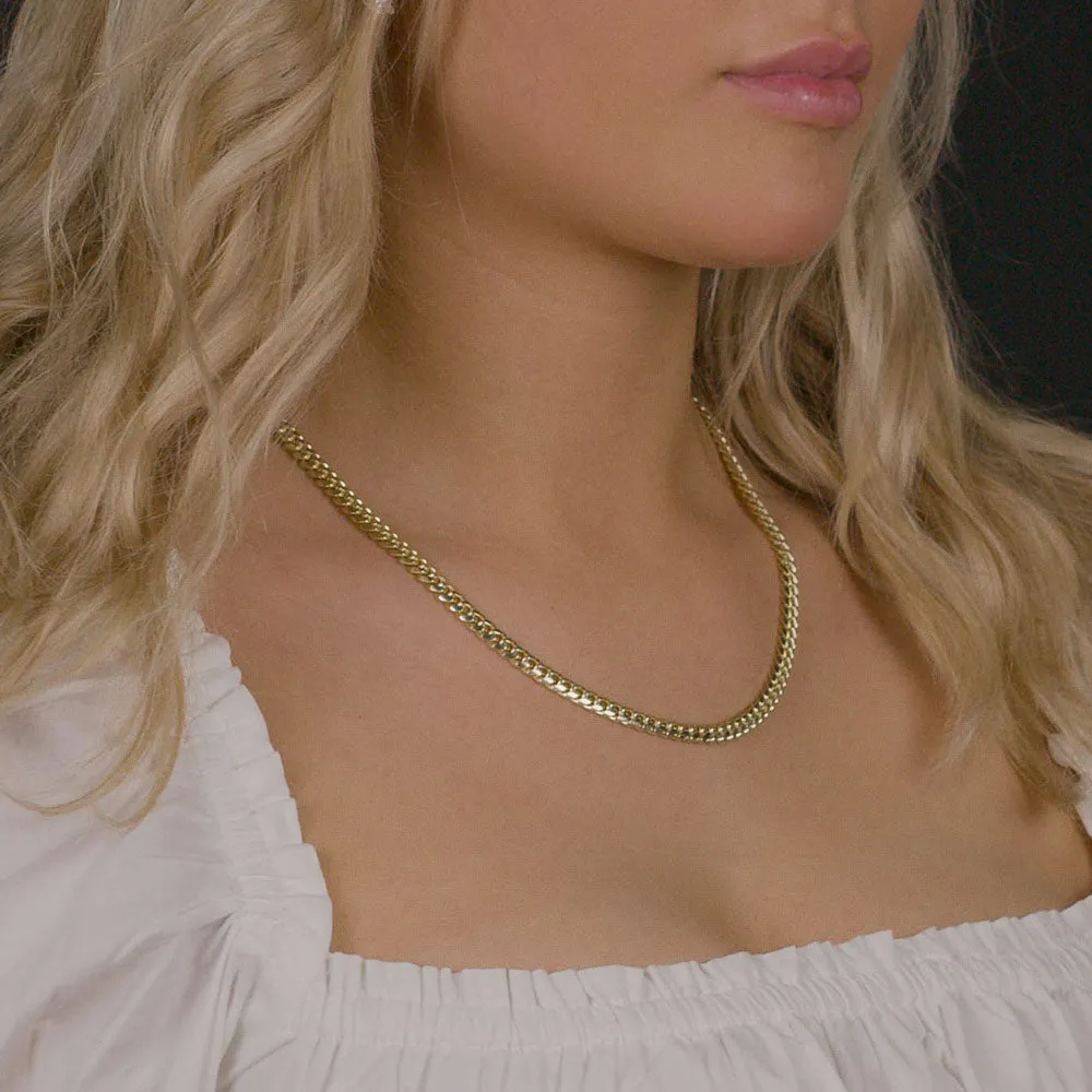 Women's Solid Gold Cuban Link Chain